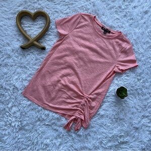 INC International Concepts Pink Gathered Short Sleeve Tee